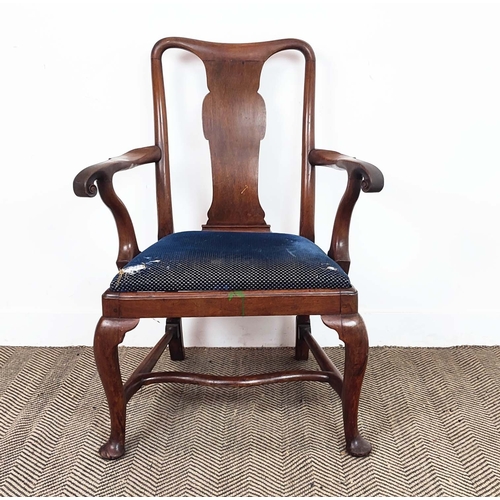 152 - OPEN ARMCHAIR, mid 18th century George III mahogany, 96cm H x 71cm W.