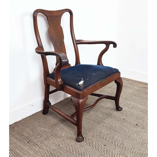 152 - OPEN ARMCHAIR, mid 18th century George III mahogany, 96cm H x 71cm W.