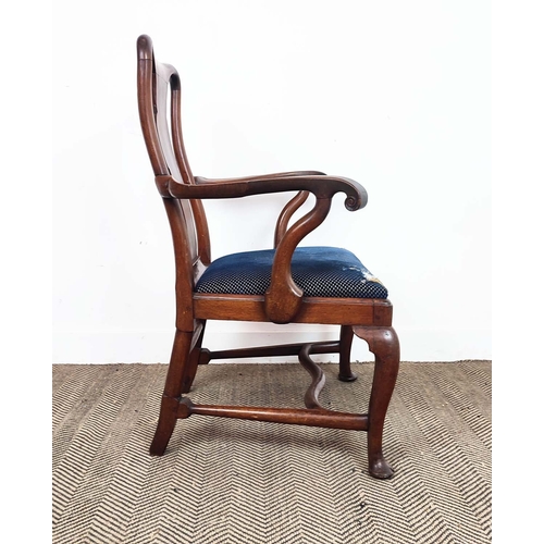 152 - OPEN ARMCHAIR, mid 18th century George III mahogany, 96cm H x 71cm W.