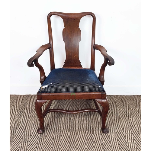 152 - OPEN ARMCHAIR, mid 18th century George III mahogany, 96cm H x 71cm W.