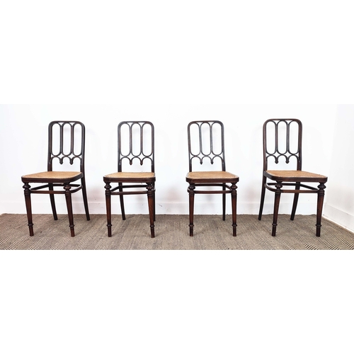 154 - BENTWOOD CHAIRS, a set of four, late 19th century with caned seats, each 36cm W x 90cm H. (4)