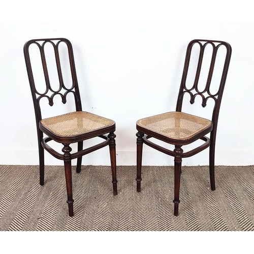 154 - BENTWOOD CHAIRS, a set of four, late 19th century with caned seats, each 36cm W x 90cm H. (4)