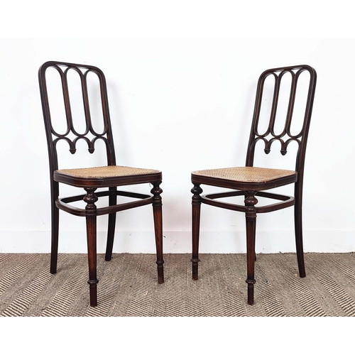 154 - BENTWOOD CHAIRS, a set of four, late 19th century with caned seats, each 36cm W x 90cm H. (4)