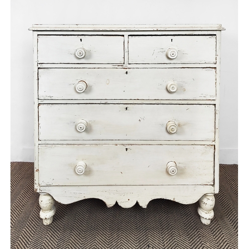 272 - CHEST, Victorian white painted of five drawers, 109cm W x 45cm D x 114cm H.