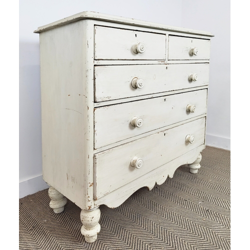 272 - CHEST, Victorian white painted of five drawers, 109cm W x 45cm D x 114cm H.