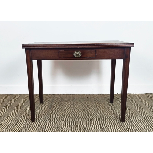 516 - TEA TABLE, George III mahogany, with a frieze drawer, 92cm W x 45cm D x 74cm H.