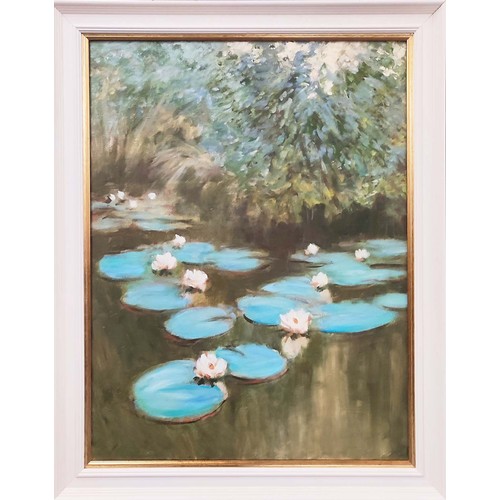 71 - ALEXANDR SHEVCHUK (21st century), 'Lily pond', oil on canvas, 79cm x 60cm.