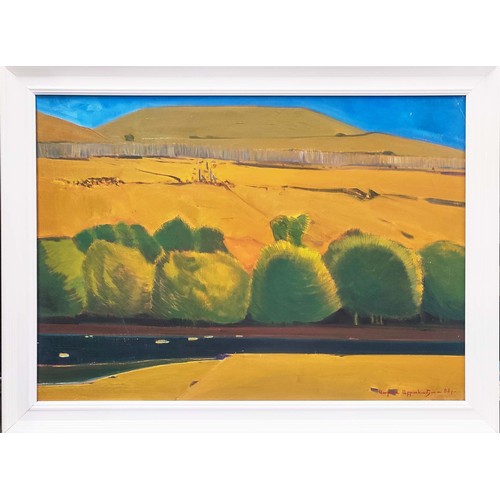 73 - ARTASHES ABRAAMYAN (Armenian, 1921-2003), 'The Autumn fields' 1998, oil on canvas, 57cm x 80cm.