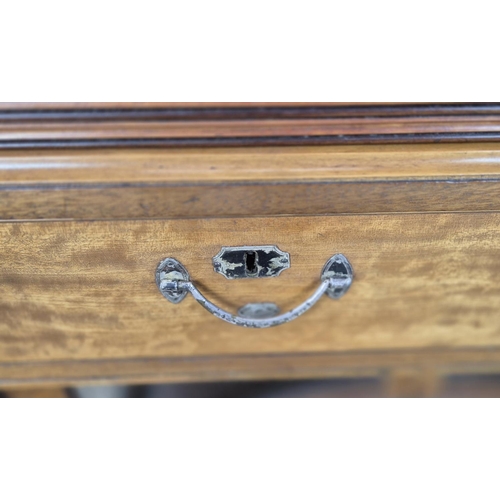 175 - ROLL TOP DESK, George III satinwood and mahogany, circa 1800, with tambour top enclosing six drawers... 