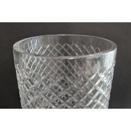 324 - HURRICANE LAMPS, a pair, diamond design cut glass, 40cm H. (2)