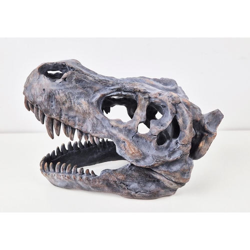 325 - CONTEMPORARY T REX HEAD SCULPTURE, resin, 30cm H x 40cm.