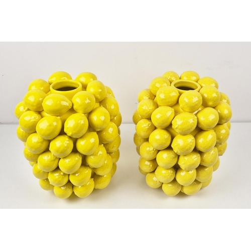 327 - LEMON VASES, a pair, yellow glazed ceramic, 32cm H. (2)