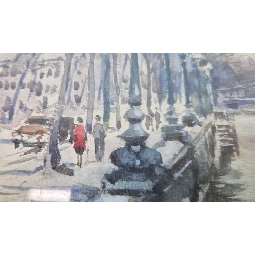 51 - DERMONT HELLIER (1916-2006),'Albert Bridge' watercolour, signed and dated 67', The Rowley Gallery la... 