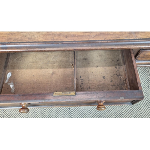 515 - LIBRARY TABLE, Victorian mahogany with burgundy leatherette writing surface over two frieze drawers ... 