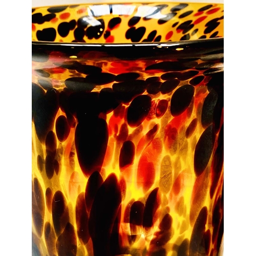 614 - VASES, a pair, Murano style tortoiseshell glass, 30cm H x 22cm W x 22cm D. (2)