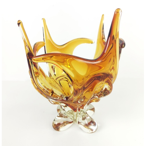 12 - MURANO/ CZECH STYLE GLASS, four pieces, amber and amethyst. (4)