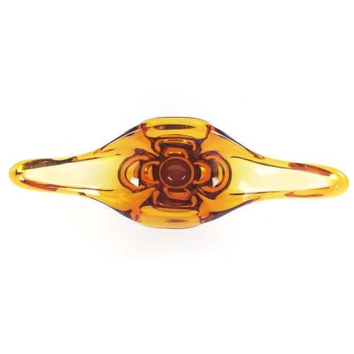 12 - MURANO/ CZECH STYLE GLASS, four pieces, amber and amethyst. (4)