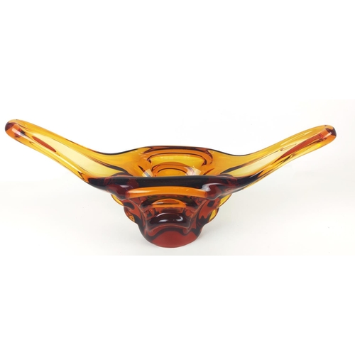 12 - MURANO/ CZECH STYLE GLASS, four pieces, amber and amethyst. (4)