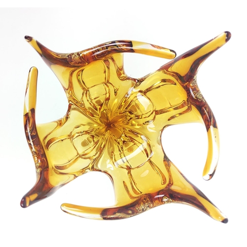 12 - MURANO/ CZECH STYLE GLASS, four pieces, amber and amethyst. (4)