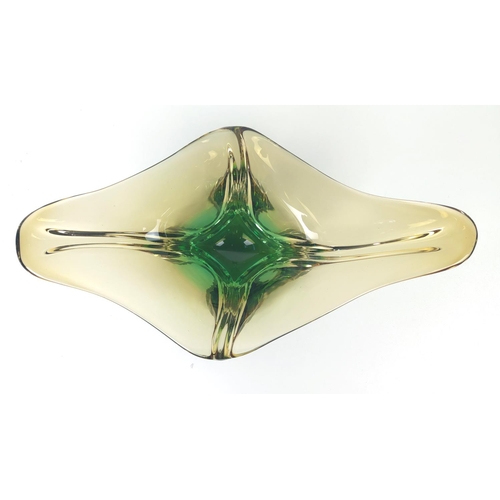 13 - MURANO/CZECH STYLE GLASS, four pieces, light grey green. (4)