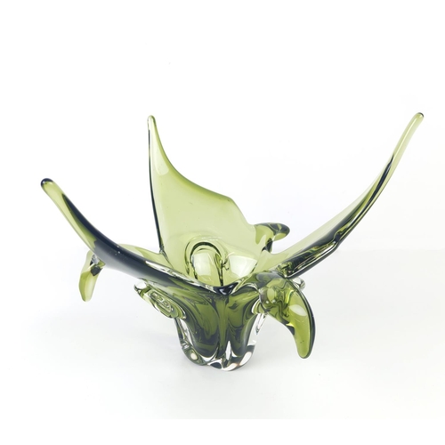 13 - MURANO/CZECH STYLE GLASS, four pieces, light grey green. (4)