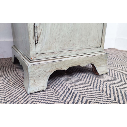 269 - BEDSIDE CABINETS, a pair, Georgian stye grey painted, each with slide, drawer and door, 62cm H x 36c... 