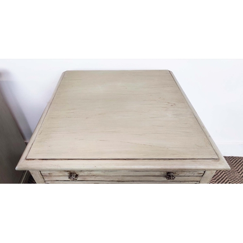 269 - BEDSIDE CABINETS, a pair, Georgian stye grey painted, each with slide, drawer and door, 62cm H x 36c... 