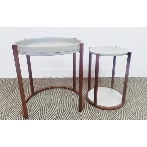 490 - NEST OF TABLES, a set of two, 55.5cm H x 54cm at largest.