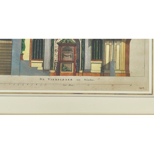 67 - 19TH CENTURY ARCHITECTURAL COLOURED ENGRAVINGS, a set of four, each 74cm x 57cm, framed.