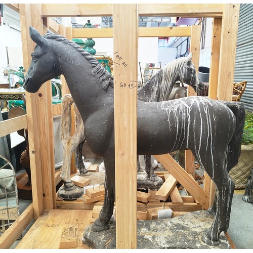 79 - DAVID BROOKES SCULPTURES, a pair of Horses, concrete, part of an exhibition at the Saatchi Gallery, ... 