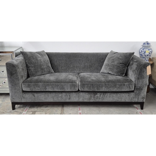 349 - BESPOKE SOFA LONDON SOFA, grey fabric upholstered, 200cm x 85cm x 75cm H.