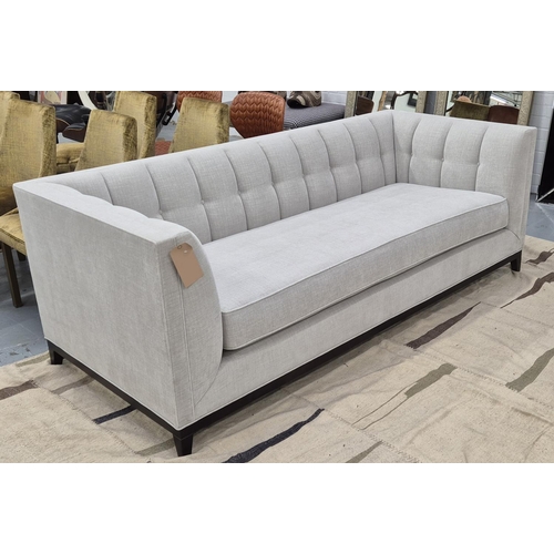 351 - BESPOKE SOFA LONDON SOFA, grey fabric upholstered, button detail, 210cm x 90cm x 75cm.