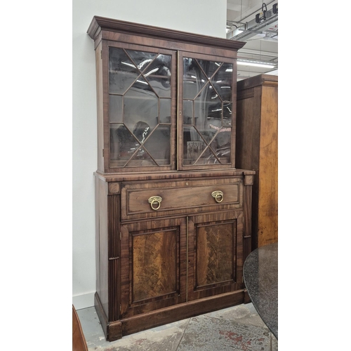 153 - SECRETAIRE BOOKCASE, Regency mahogany with a glazed upper section, 125cm W x 48cm D x 220cm H.