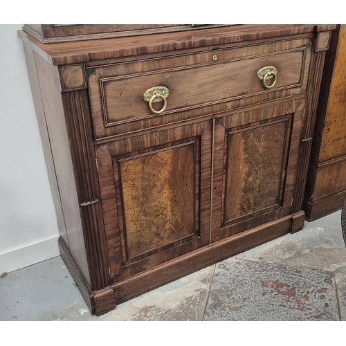 153 - SECRETAIRE BOOKCASE, Regency mahogany with a glazed upper section, 125cm W x 48cm D x 220cm H.