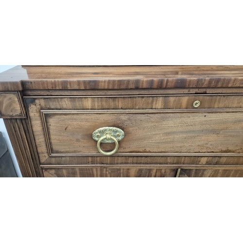 153 - SECRETAIRE BOOKCASE, Regency mahogany with a glazed upper section, 125cm W x 48cm D x 220cm H.