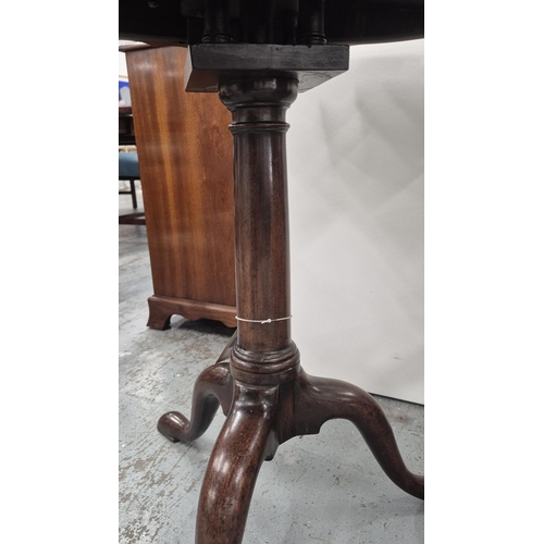 159 - GEORGE III MAHOGANY TILT TOP TRIPOD TABLE, pie crust top raised on a column, with bird cage mechanis... 