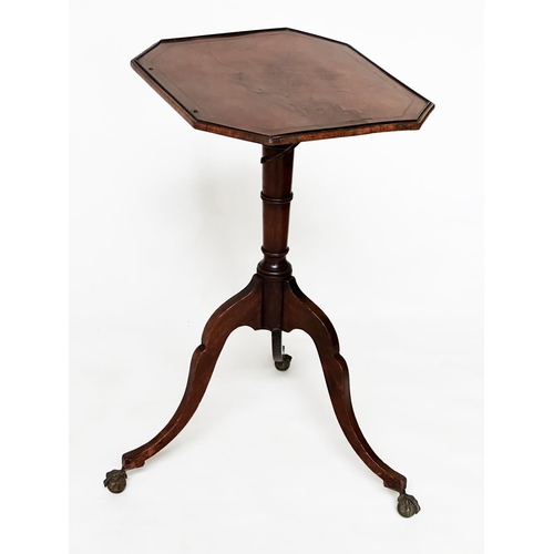 182 - OCCASIONAL/READING TABLE, early 19th century English Regency flame mahogany and ebony inlaid, circa ... 