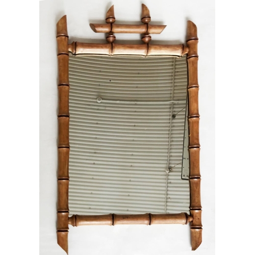 187 - FAUX BAMBOO WALL MIRROR, late 19th century rectangular, 47cm W x 78cm H.