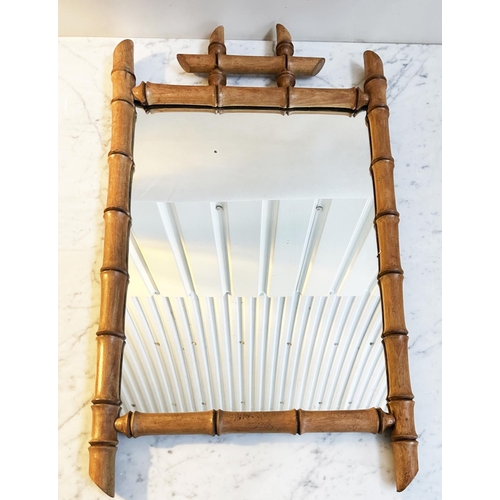 187 - FAUX BAMBOO WALL MIRROR, late 19th century rectangular, 47cm W x 78cm H.