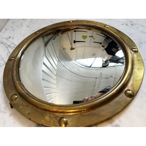 205 - CONVEX CIRCULAR MIRRORS, giltwood with gadrooned frame together with a Regency style mirror sphere-d... 