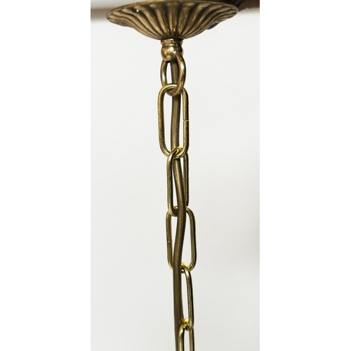 213 - HALL LANTERN, Georgian style gilt metal, hexagonal and glazed, 52cm H.