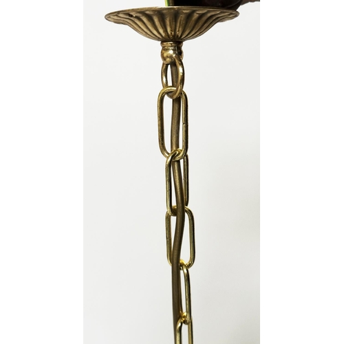 213 - HALL LANTERN, Georgian style gilt metal, hexagonal and glazed, 52cm H.