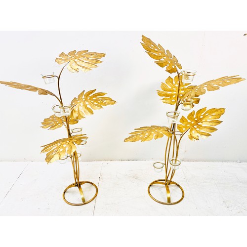 612 - CANDELABRAS, a pair, gilt metal tree design, 88cm H (2)