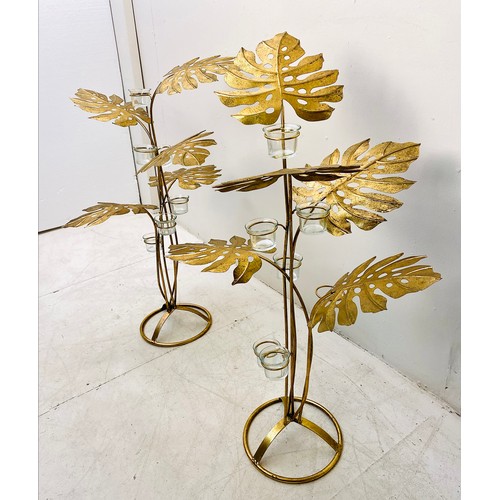 612 - CANDELABRAS, a pair, gilt metal tree design, 88cm H (2)