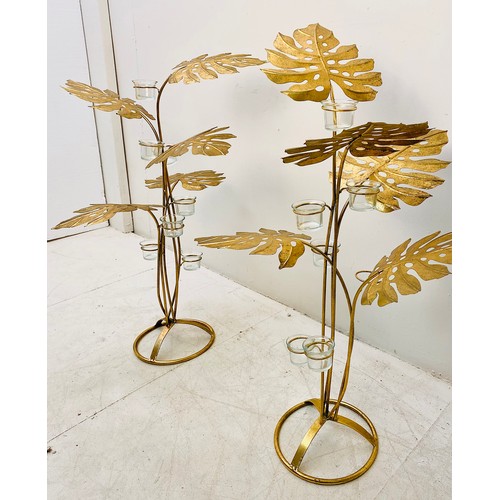 612 - CANDELABRAS, a pair, gilt metal tree design, 88cm H (2)