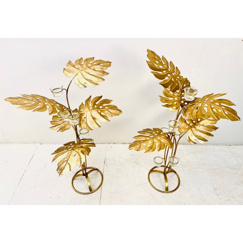 612 - CANDELABRAS, a pair, gilt metal tree design, 88cm H (2)