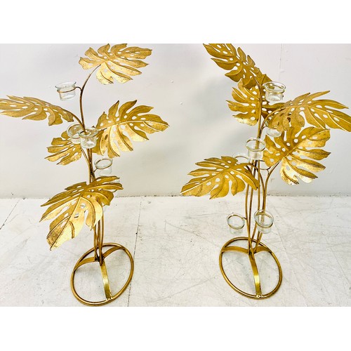 612 - CANDELABRAS, a pair, gilt metal tree design, 88cm H (2)