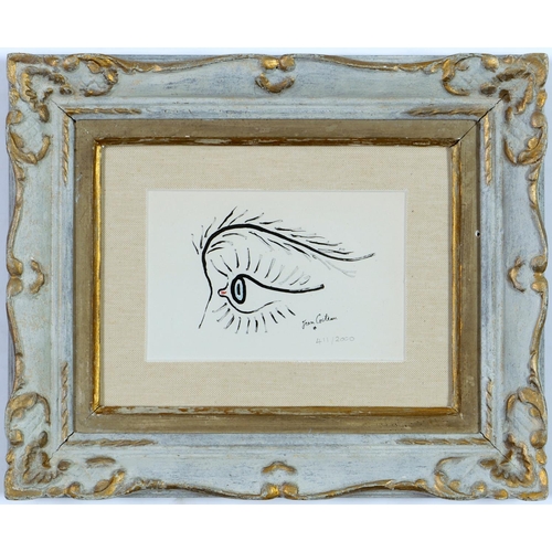 109 - JEAN COCTEAU, Blue eye, signed in the plate,  edition: 2000, numbered lithograph, French vintage fra... 