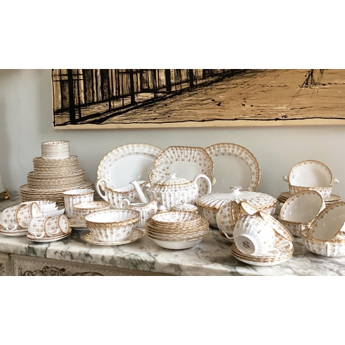 141 - DINNER SERVICE, English Fine Bone China, Spode Fleur-de-Lys, gold, ten place, six piece settings, 10... 