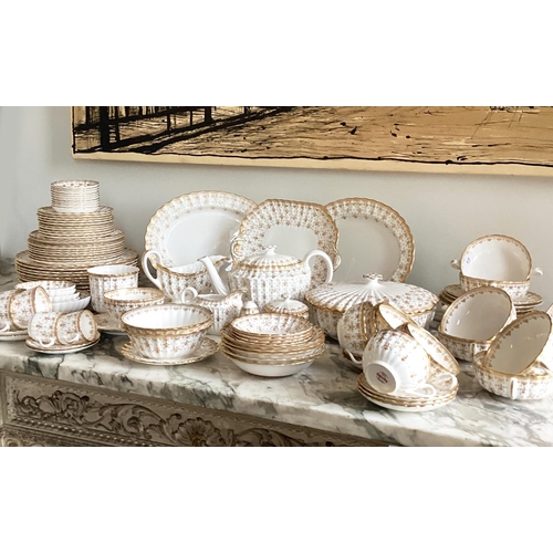 141 - DINNER SERVICE, English Fine Bone China, Spode Fleur-de-Lys, gold, ten place, six piece settings, 10... 